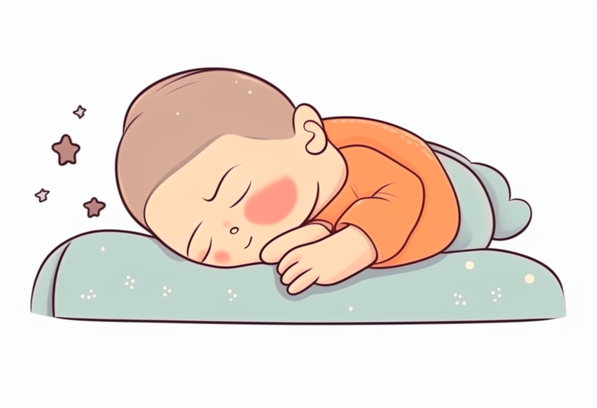 the baby is sleeping. side view. cartoon
