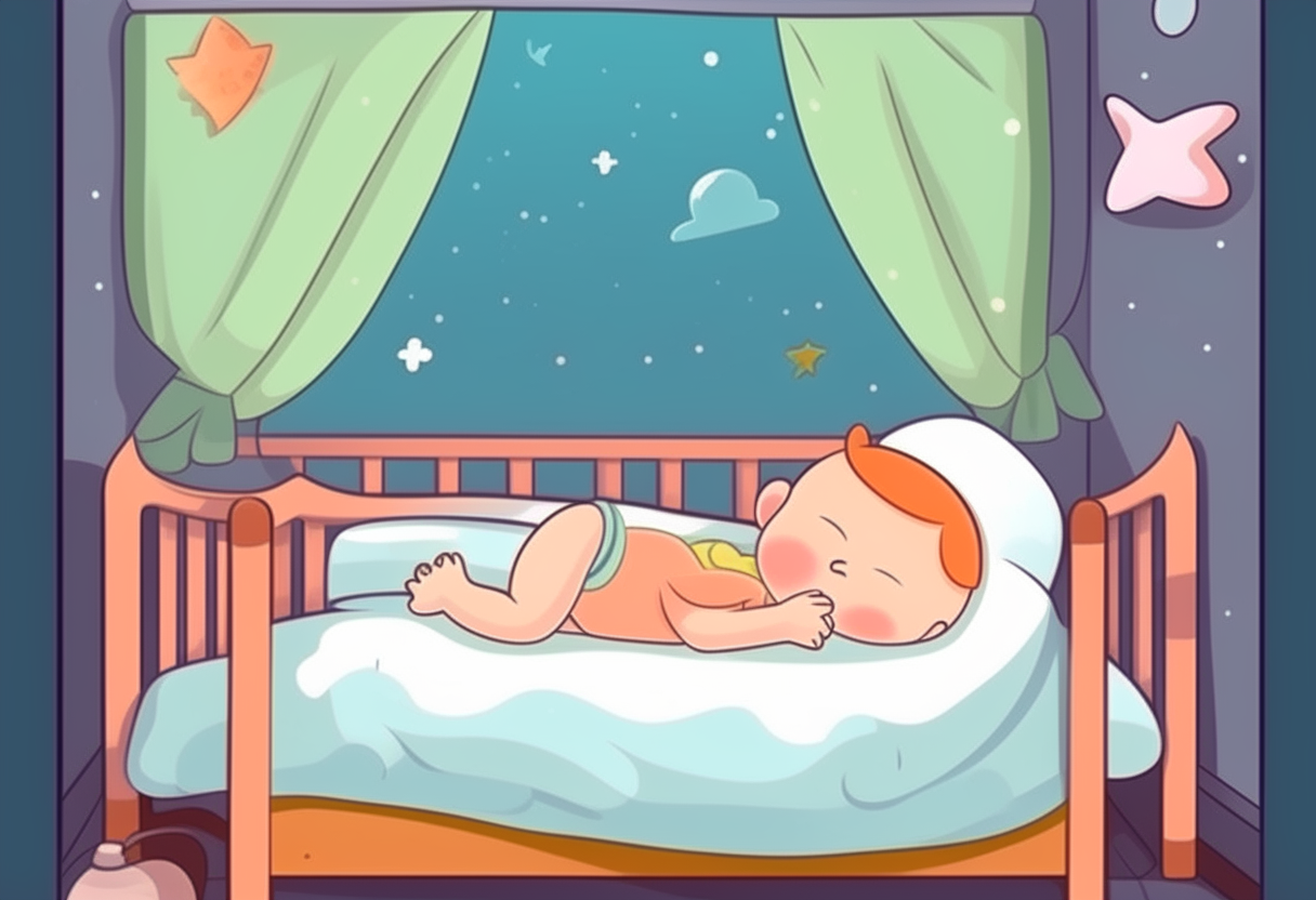 baby is sleeping in the baby room. cartoon.