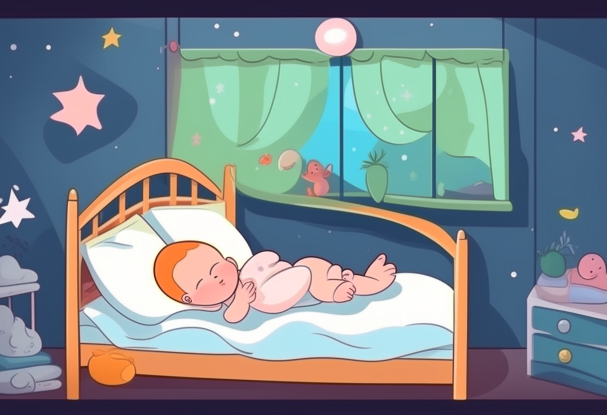 baby is sleeping in the baby room. cartoon.