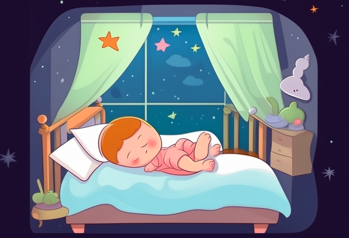 baby is sleeping in the baby room. cartoon.
