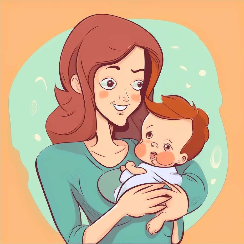 mother and baby. cartoon.