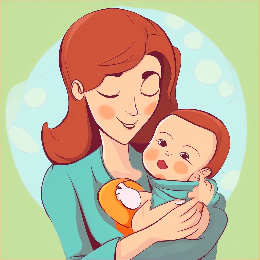 mother and baby. cartoon.