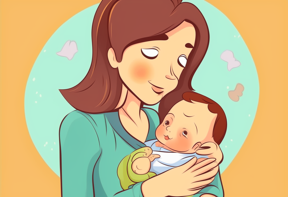 mother and baby. cartoon.