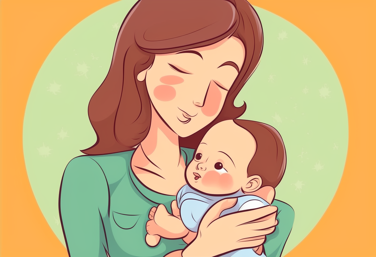 mother and baby. cartoon.