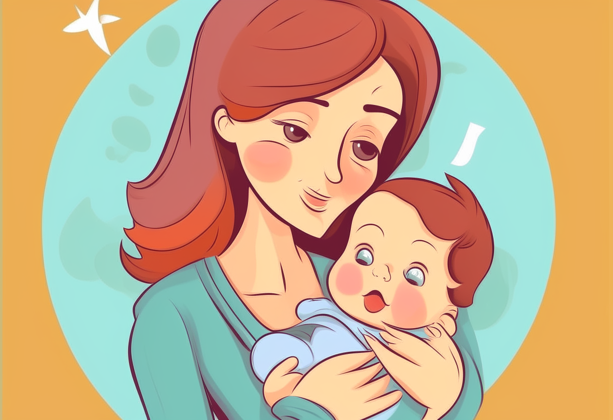 mother and baby. cartoon.