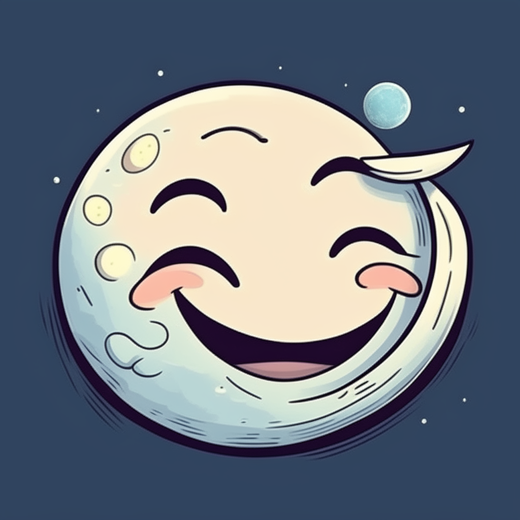cartoon moon is smiling.