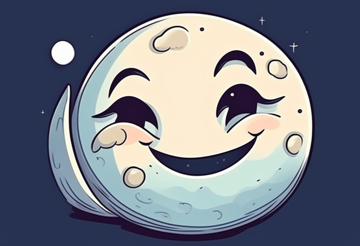 cartoon moon is smiling.