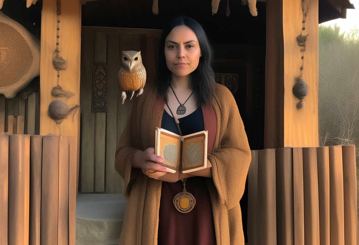 Luz Noceda holding her spellbook and staff, standing in front of the Owl House