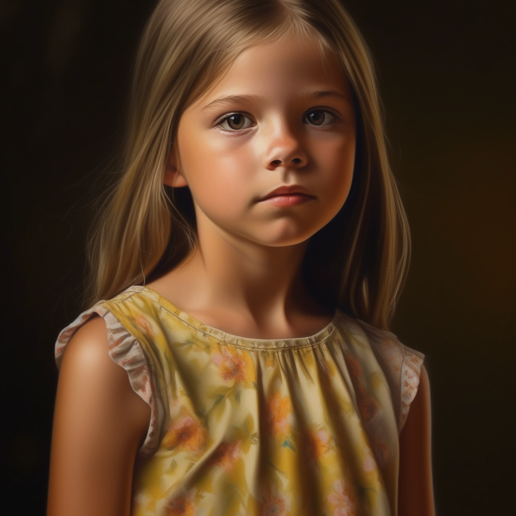 a photorealistic portrait of a pretty young girl wearing a summer dress