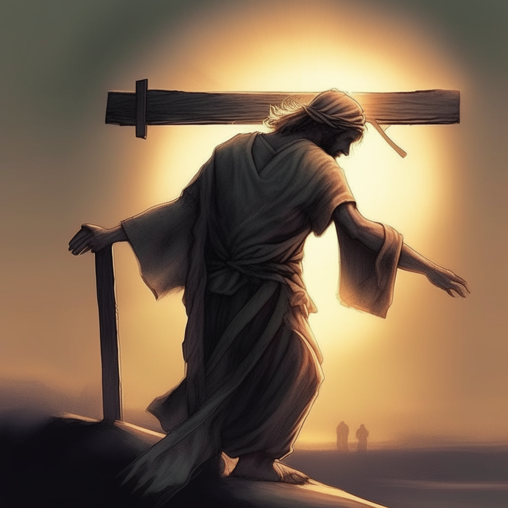 drags a cross on his back, giving a new dawn.