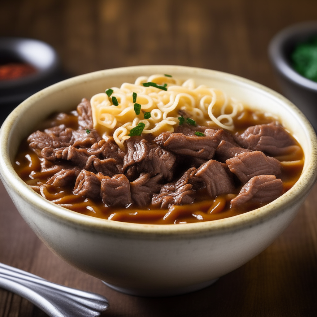 A bowl of beef and noodles, an American dish