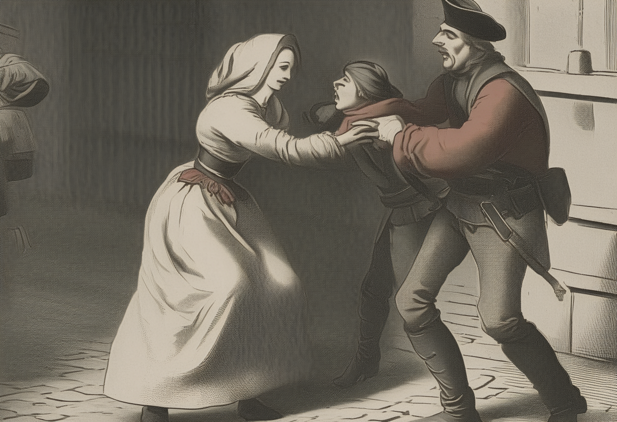 A woman arresting a thief  