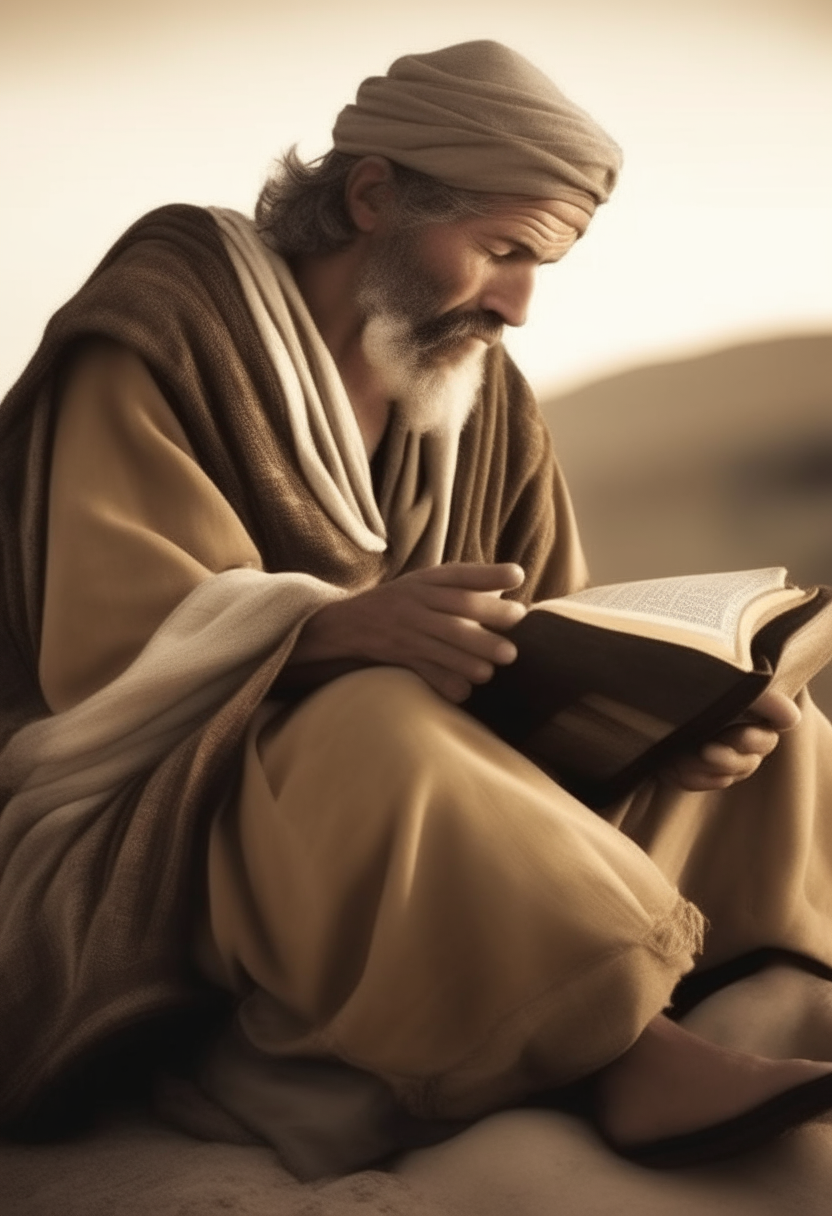 Create a picture of a person reading the bible
