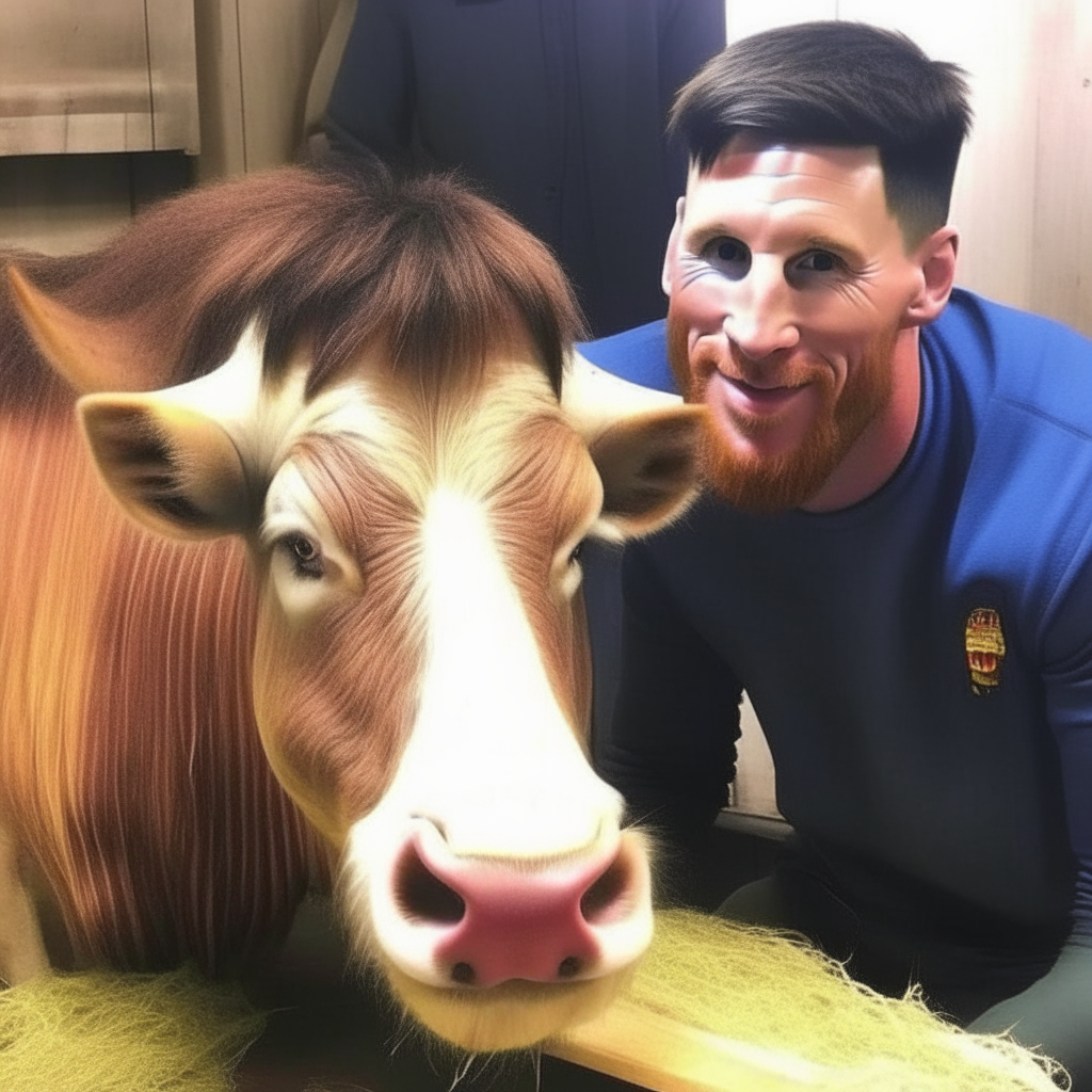 Messi cornudo con teta de vaca