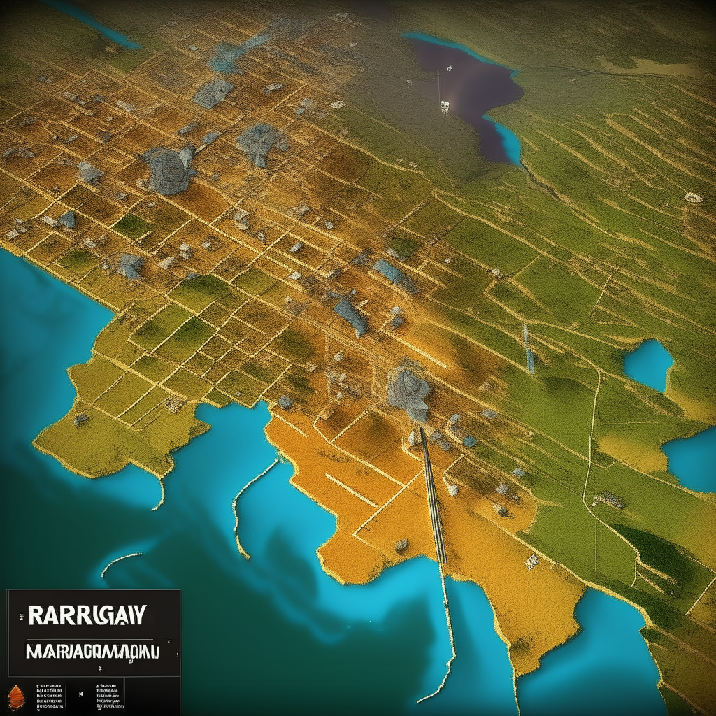 Paraguay maps full color 8k, 3D, mapa tipo rpg