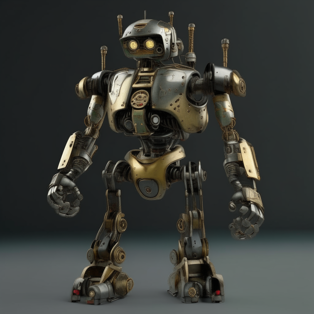 Gordo robot, con armas. 8k, full definicion