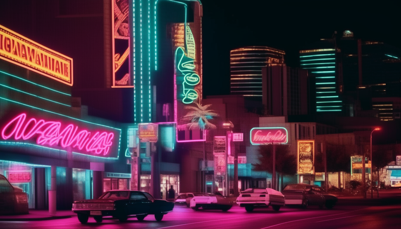 Vegas downtown night neon 80s
