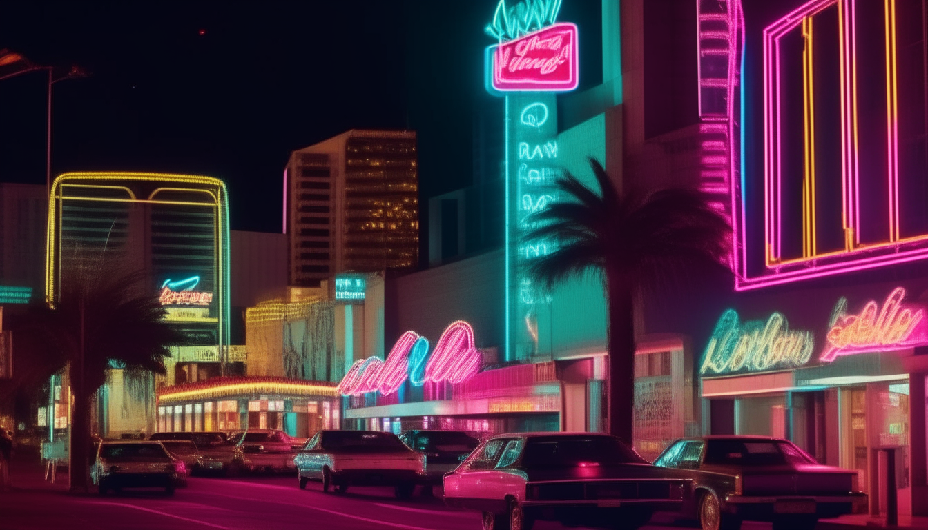 Vegas downtown night neon 80s