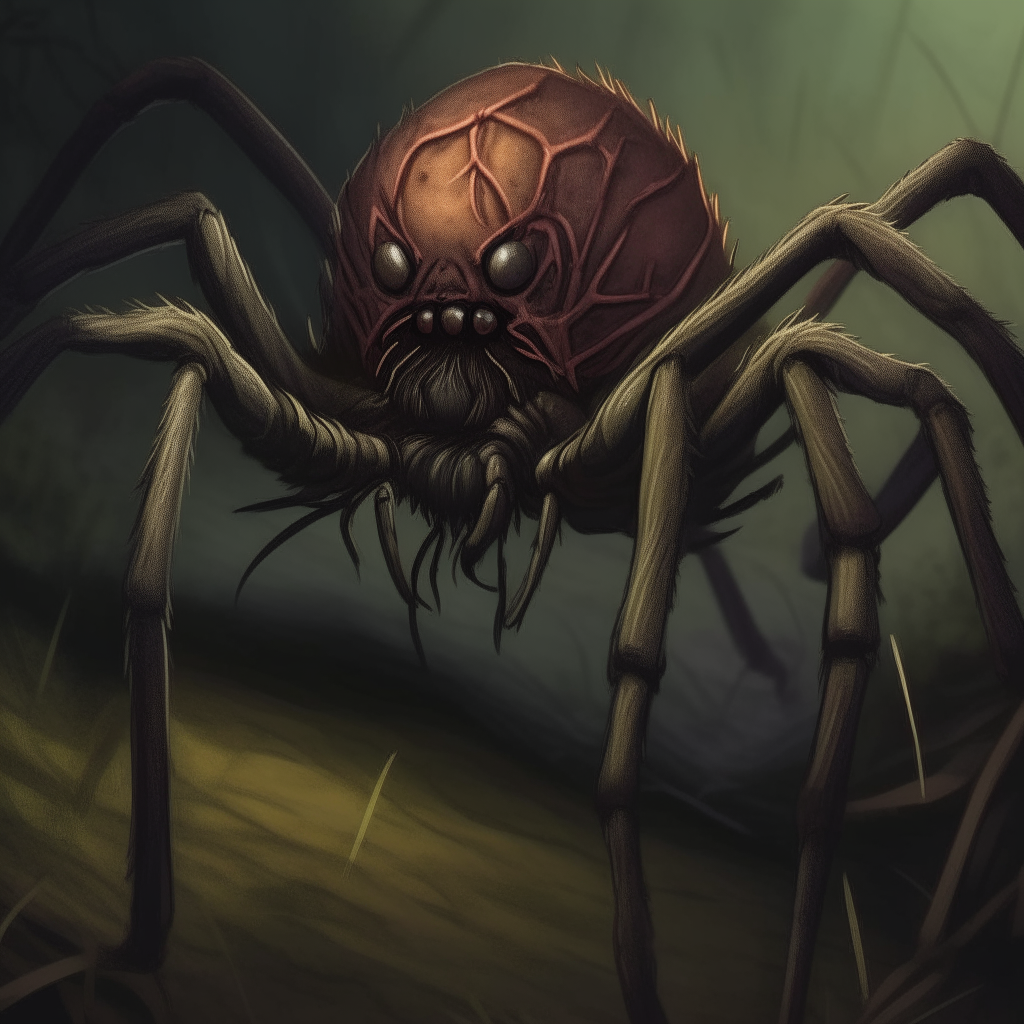 a detailed realistic painting of a large spider from the video game Don't Starve