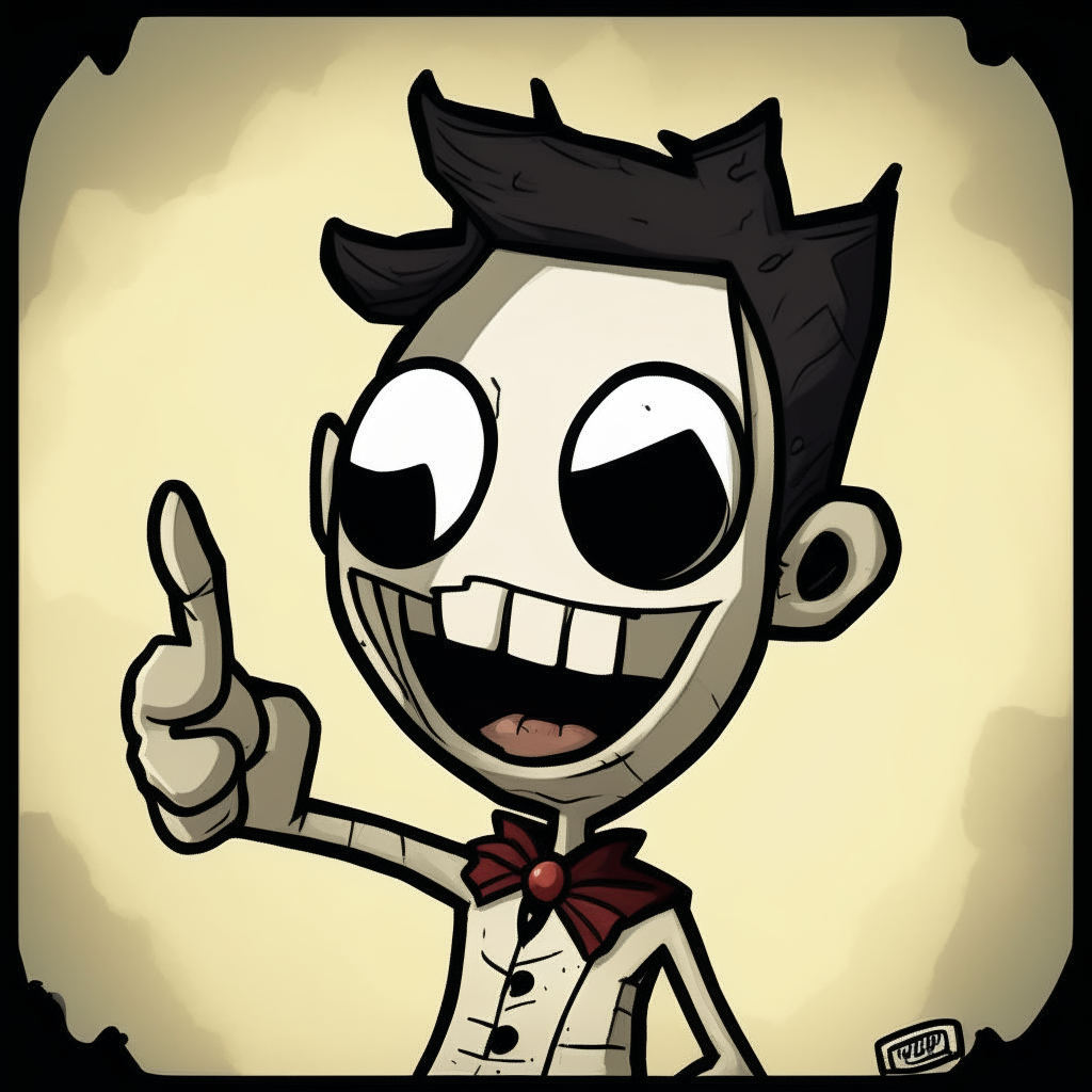 a cartoon version of WX-78 from Don't Starve giving a thumbs up, with a smiley face on their screen