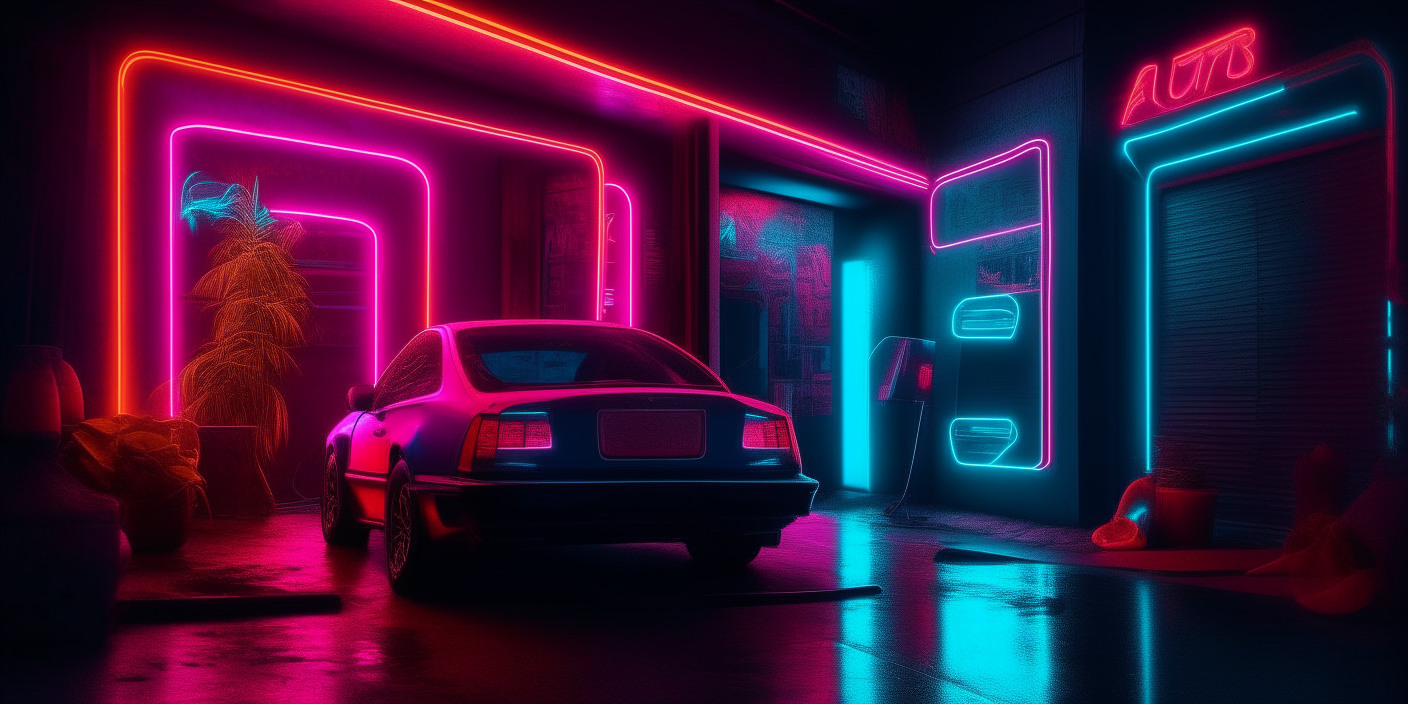 edit the image aspect ratio to wide and enhance the neon lighting for use as a background