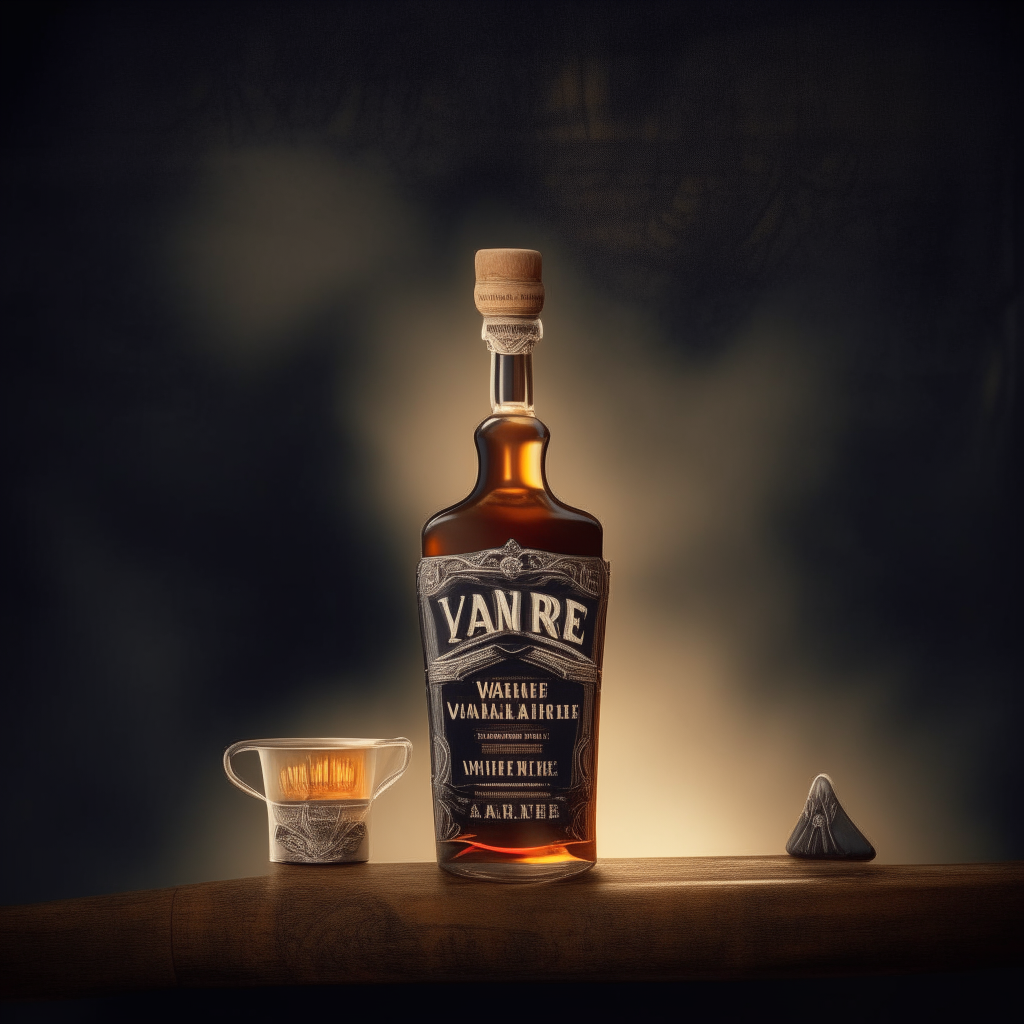 Vintage whiskey label for the brand 'VANDIERE' filling the image