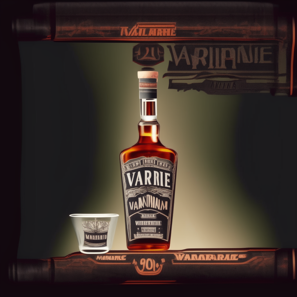 Vintage whiskey label for the brand 'VANDIERE' on a transparent background