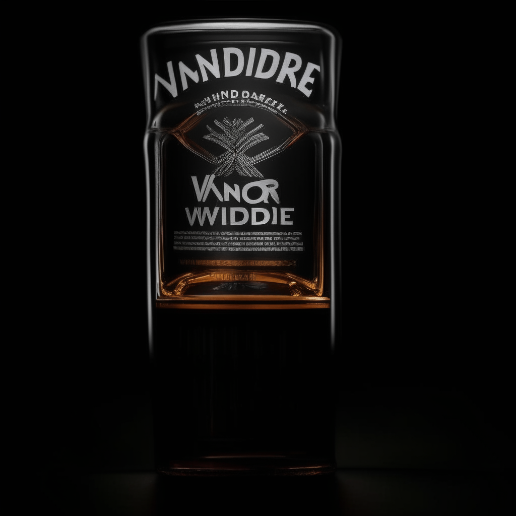 a larger bottle of Vandore whiskey on a black background