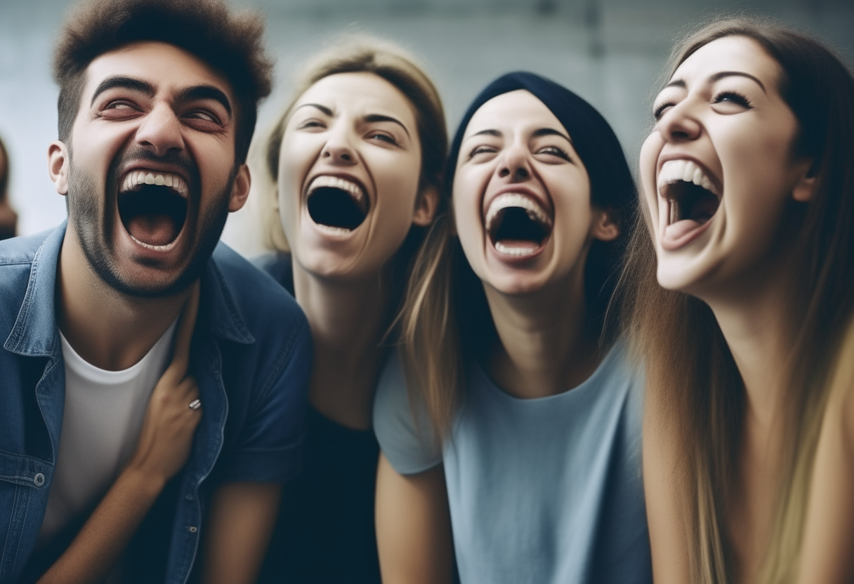 People shouting of happiness 