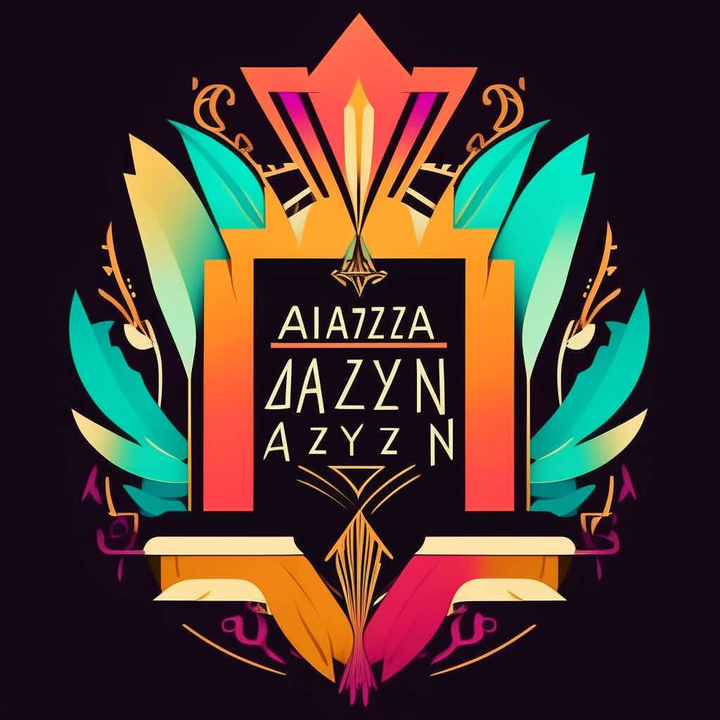 a logo for The JazzyLA Experience in vibrant colors and art deco styling