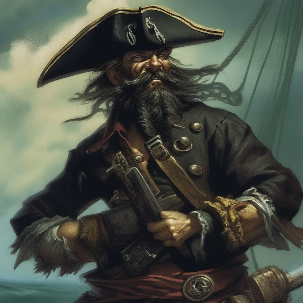 Blackbeard humbles himself before the governor but has no intention of renouncing piracy