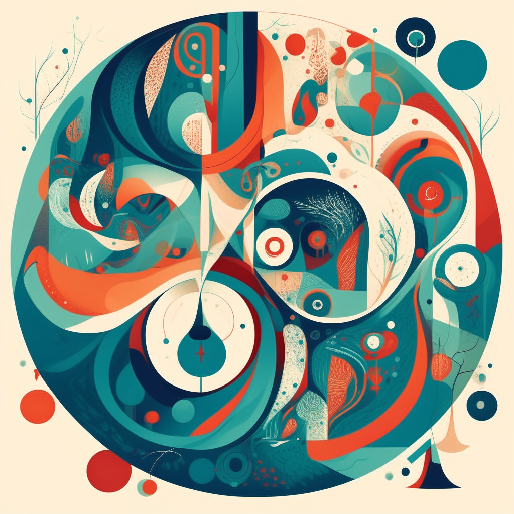 Una ilustración abstracta de formas orgánicas que se funden para simbolizar la unión cósmica