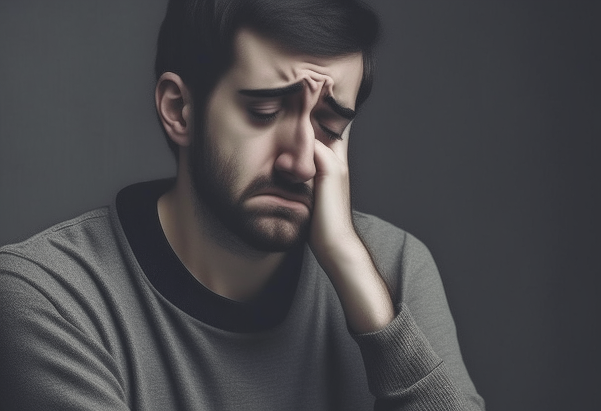 A sad man talking 