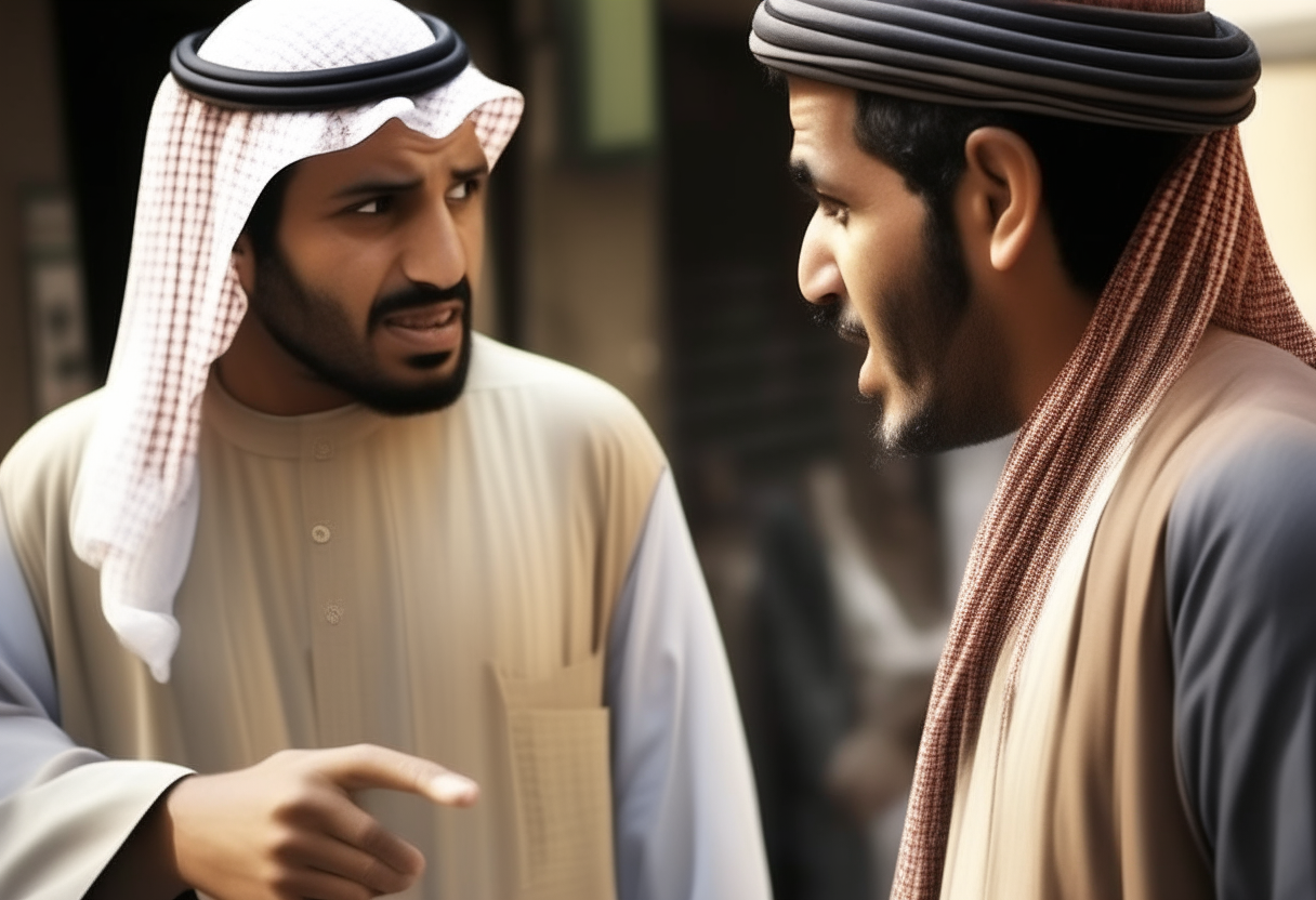 Arab man talking with thief’s 