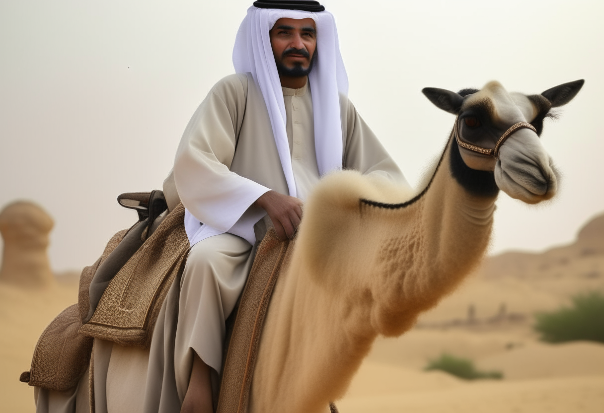 A Arab man on a camel