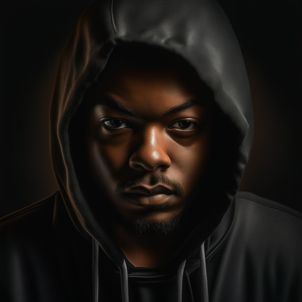portrait of Jet, resembling the man in the black hoodie