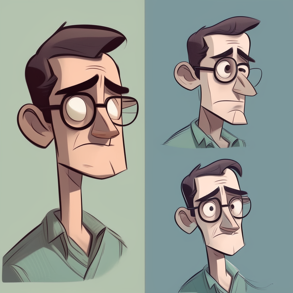 cartoon portrait in the style of the references