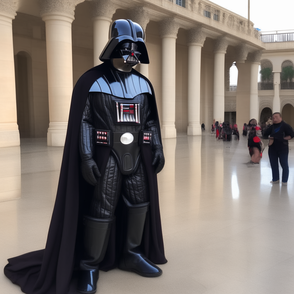 Darth Vader, Darth Sith, Emperador, Star Wars, juntos en la plaza del ayuntamiento de valencia
