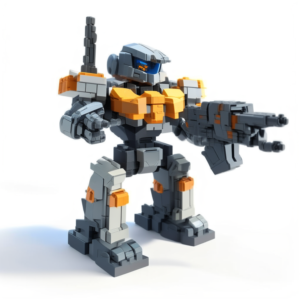 Block Battle Robot with Weapon
