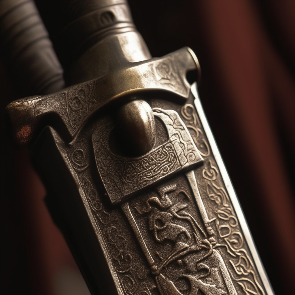 a close up of a medieval sword hilt