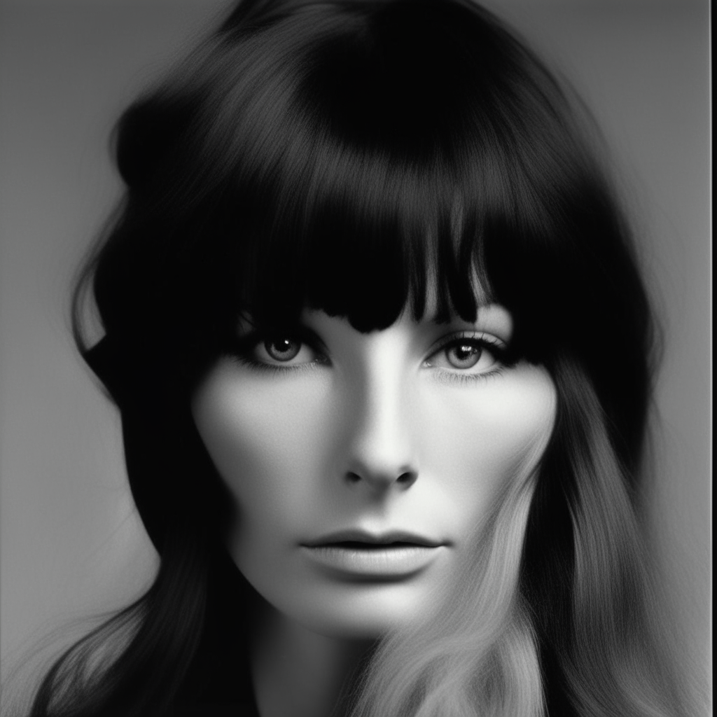 a portrait of Nico with long wavy black hair resembling image 1