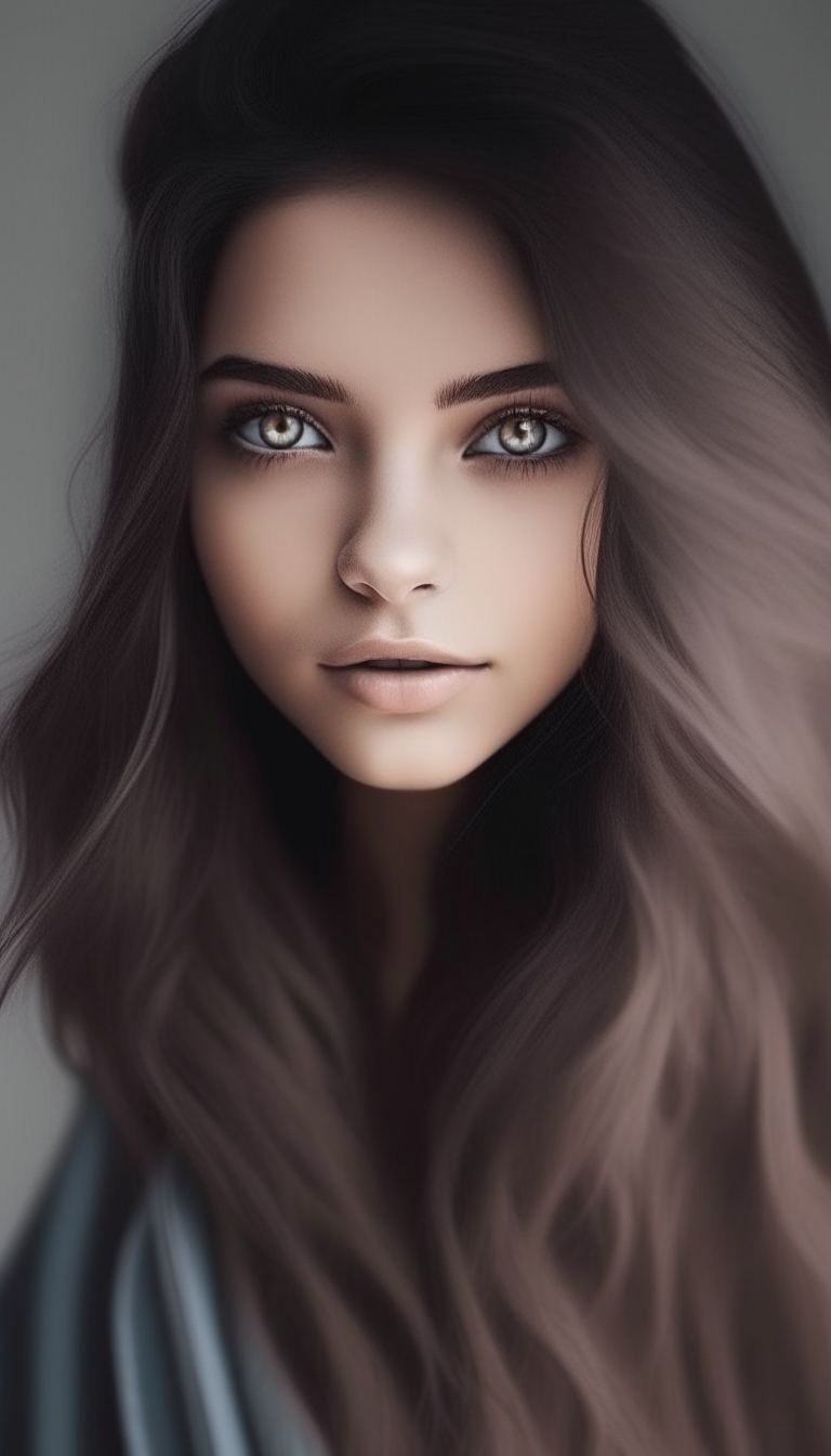 add dark brown hair and eyes like image 3