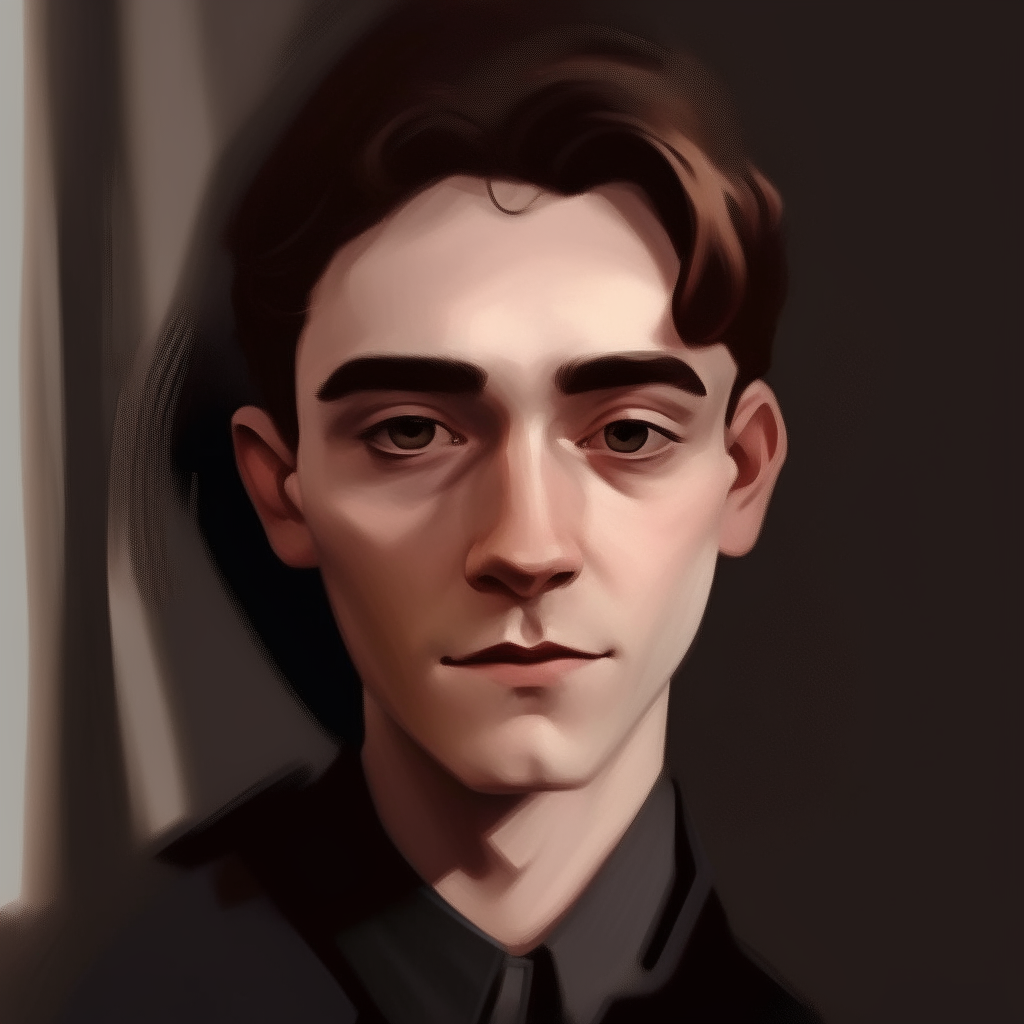 portrait of Eric with a shorter face, wider eyebrows and smaller nose to appear more feminine