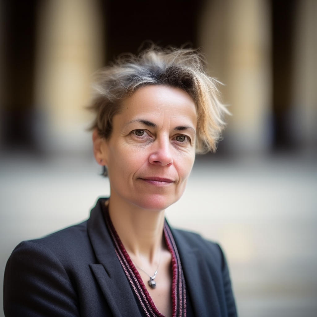 portrait of a 40+ year old European woman, with an attractive appearance, serving as the dean of a university