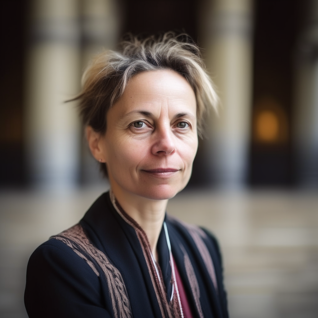 portrait of a 40+ year old European woman, with an attractive appearance, serving as the dean of a university
