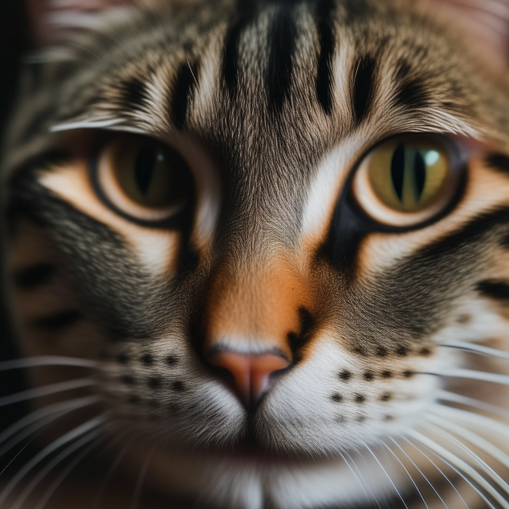 A close-up portrait of a cat's face