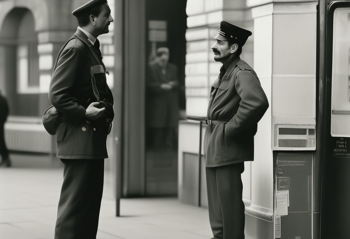 A porter talking with a man 