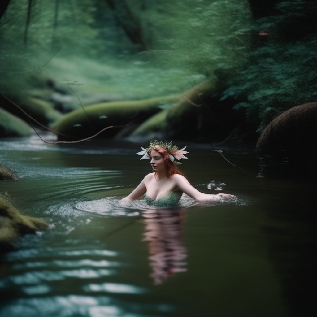 FAIRY SWIMS IN THE RIVER
