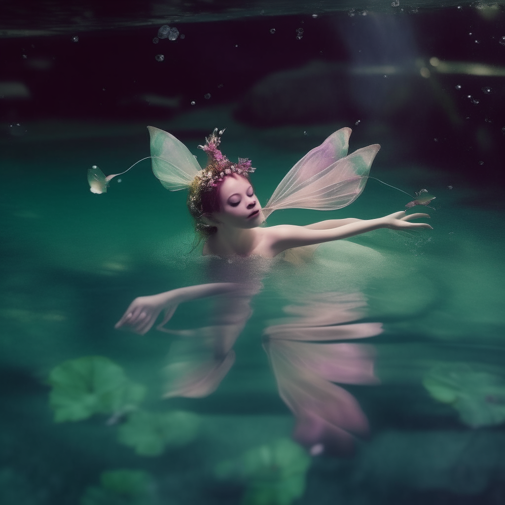 A FAIRY SWIMS IN A POOL