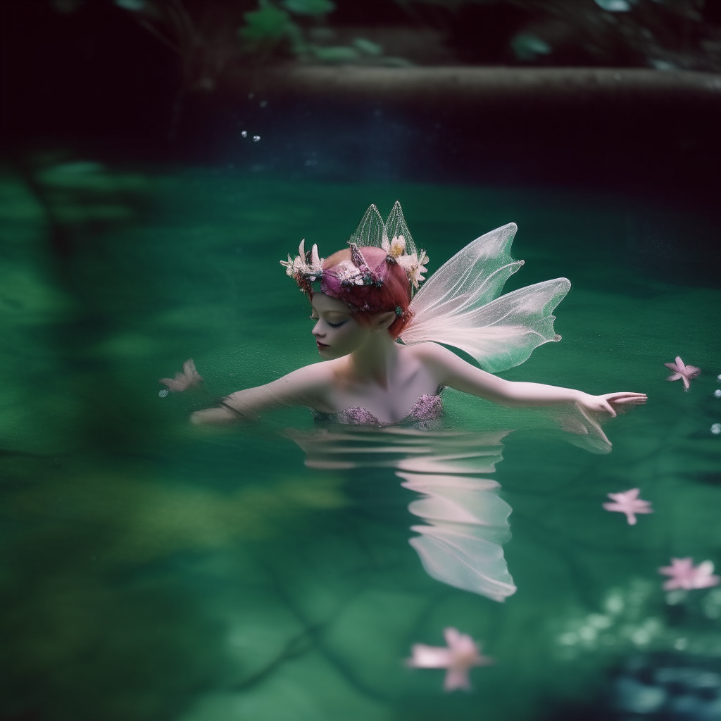 A FAIRY SWIMS IN A POOL